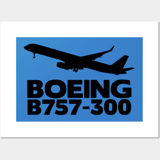 Boeing B757-300 Silhouette Print (Black) Posters and Art